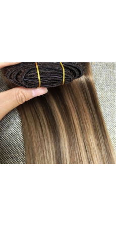 65 Gram 18" Hair Weave/Weft Colour #4&16 Medium Brown & Caramel Blonde Mix (Half Head)